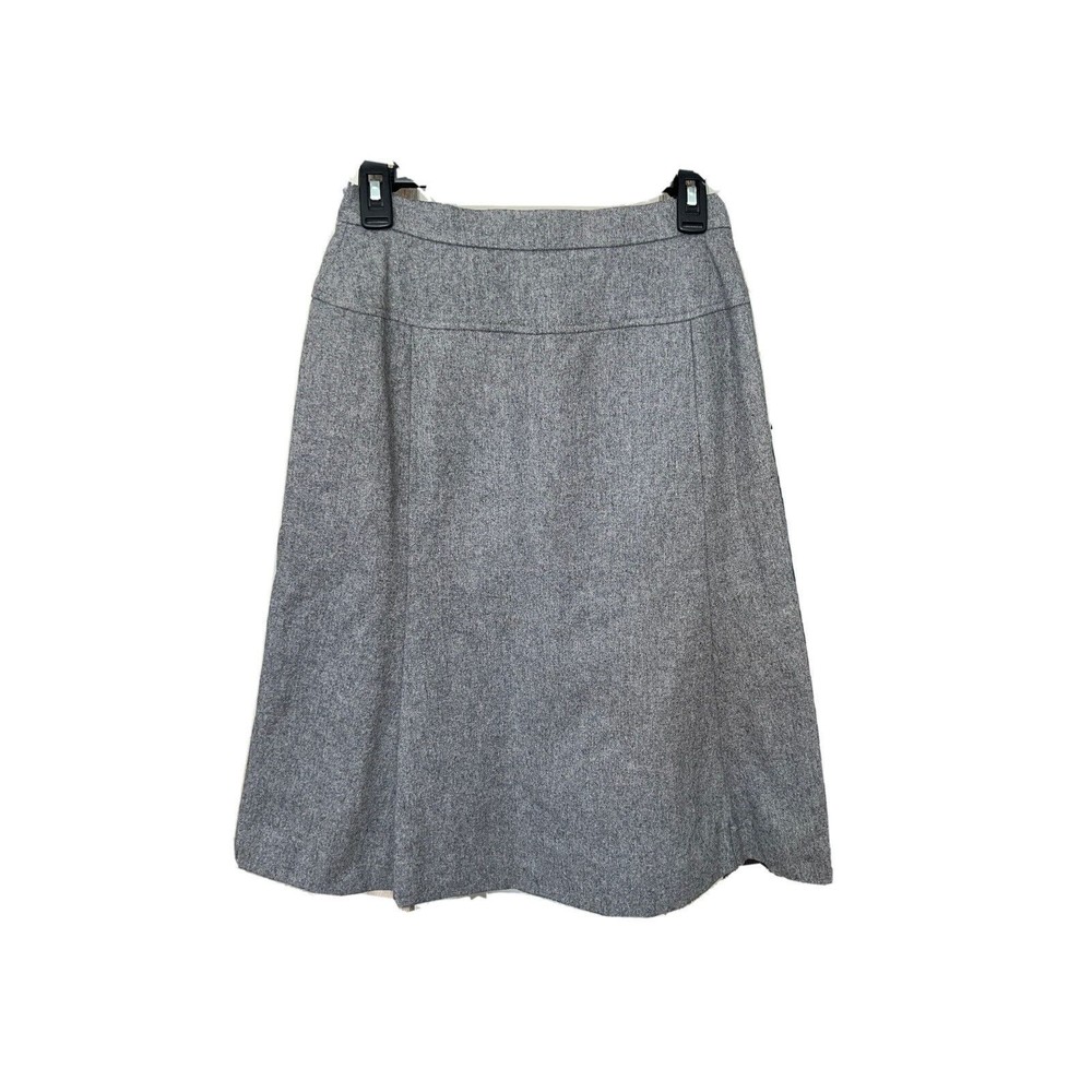 Jaeger London Vintage Gray 100% Wool High Waist A-Line Midi Skirt Sz 12 Britain